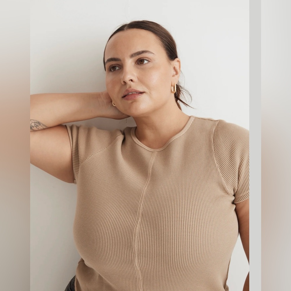 Madewell Waffle Knit Crewneck Short-Sleeve Crop Tee